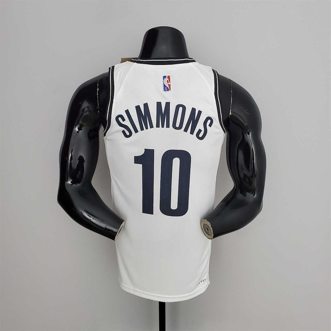 75th Anniversary Simmons #10 Nets White NBA Jersey 2