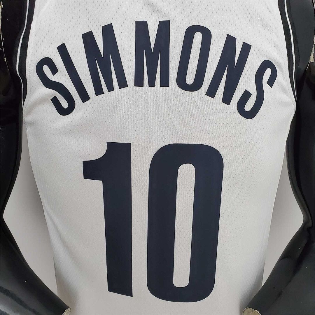 75th Anniversary Simmons #10 Nets White NBA Jersey 3