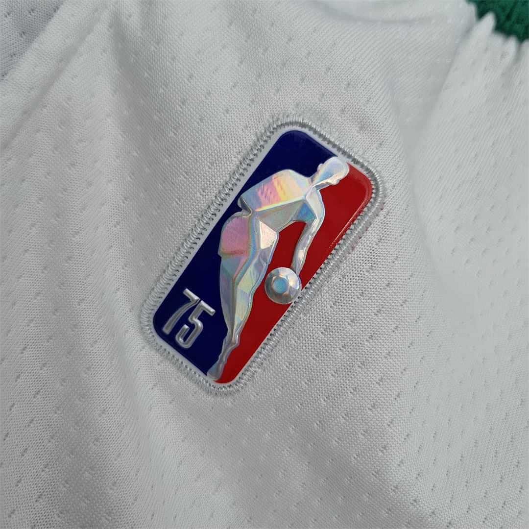 75th Anniversary Boston Celtics White NBA Shorts 3