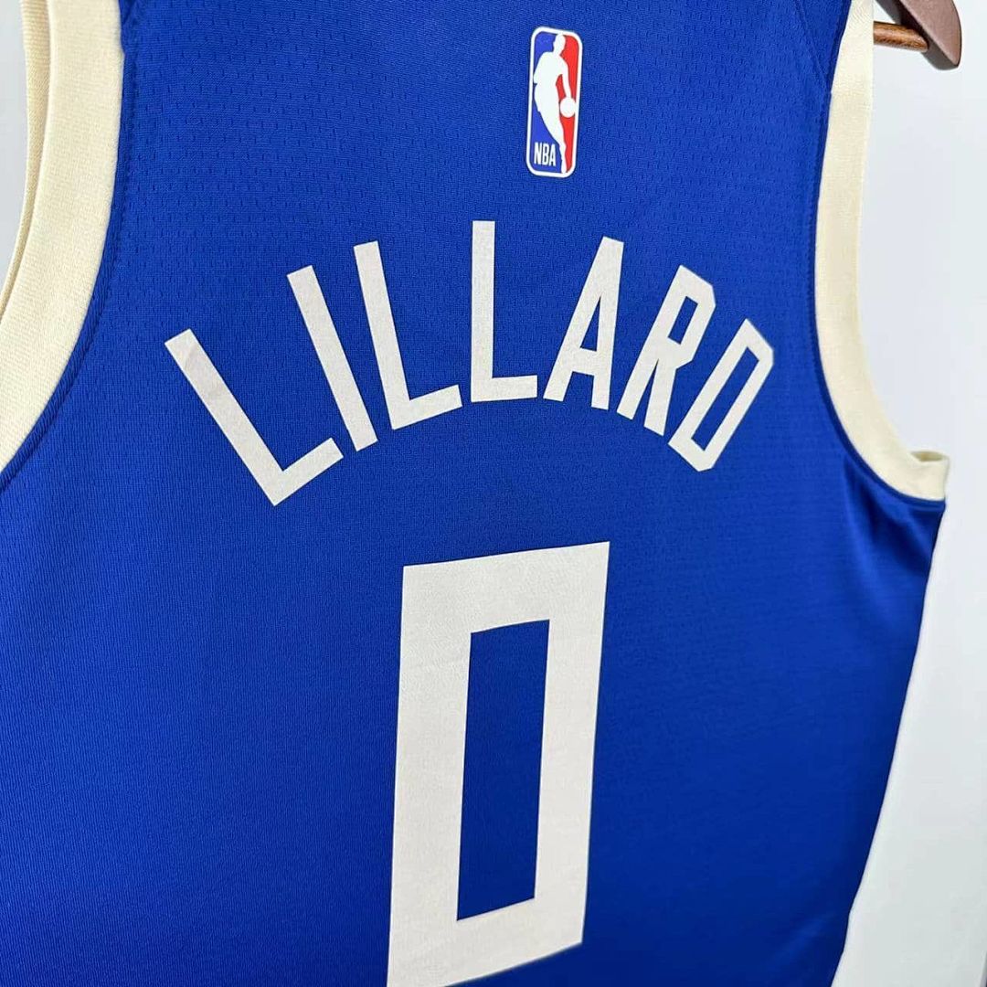 2025 Milwaukee Bucks Lillard #0 City édition NBA maillot 4