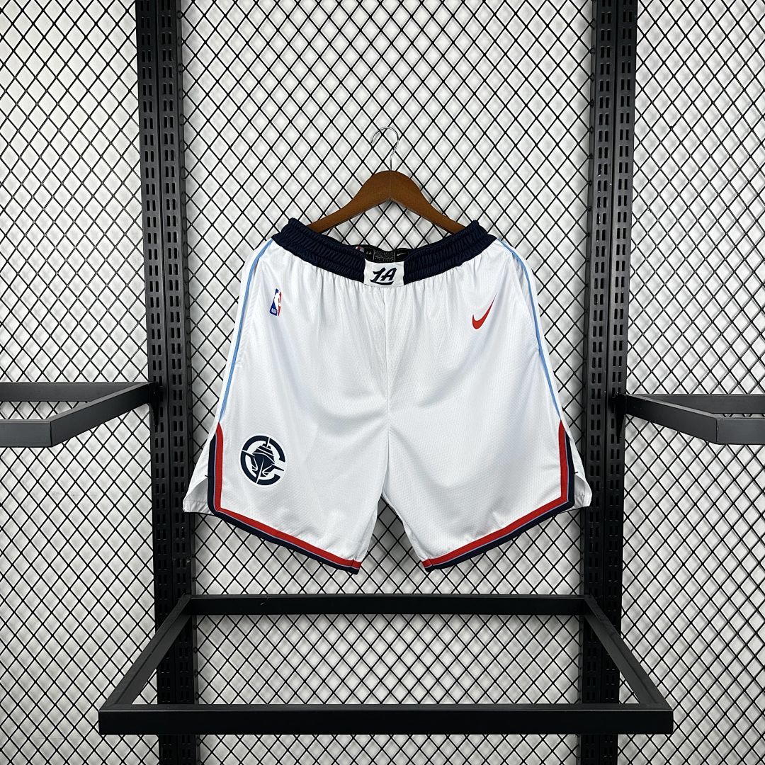 2025 LA Clippers White Shorts NBA Jersey 3