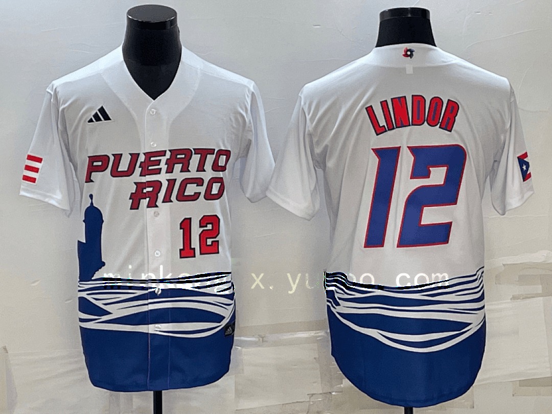 White Puerto Rico 2023 World Cup Baseball Jerseys 34
