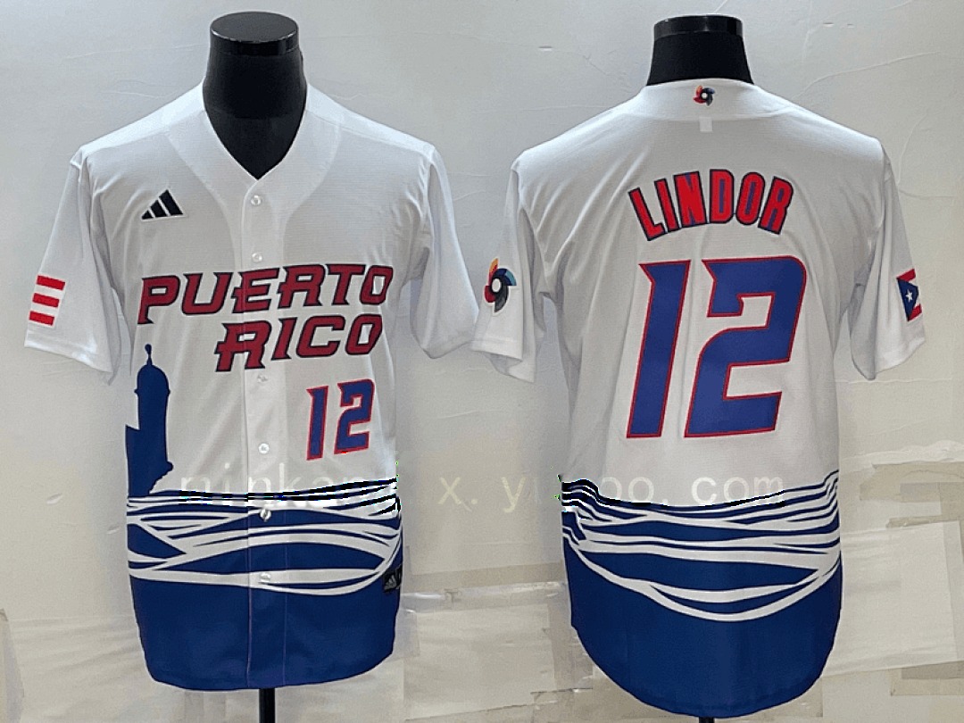 White Puerto Rico 2023 World Cup Baseball Jerseys 37