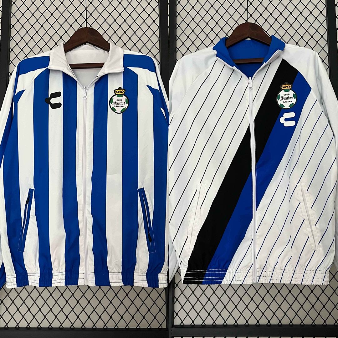 23-24 Santos Laguna Reversible Windbreaker White&Blue Double-Sides Jacket