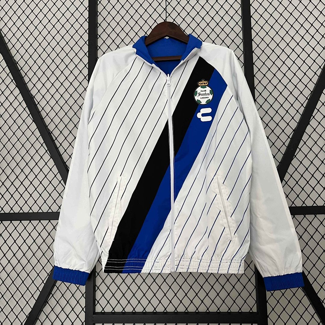 23-24 Santos Laguna Reversible Windbreaker White&amp;Blue Double-Sides Jacket 2