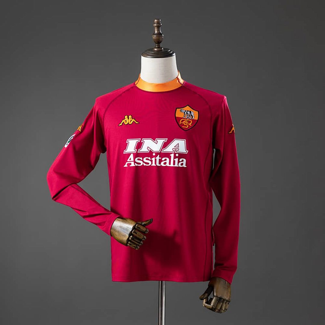 Roma 00_01 Home Long Sleeve Retro Jersey S-XXL