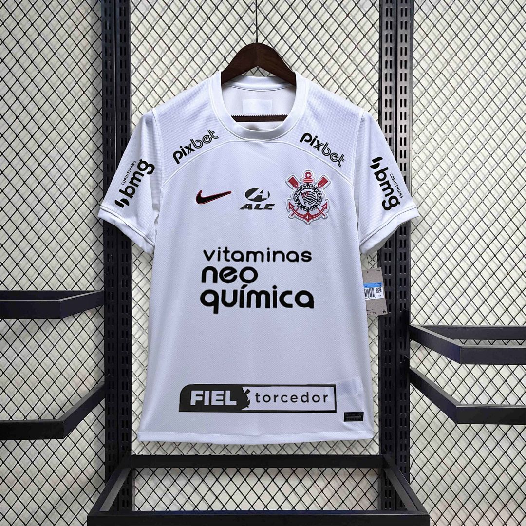 23-24 Corinthians Home Kit With All Sponsor White Shirt