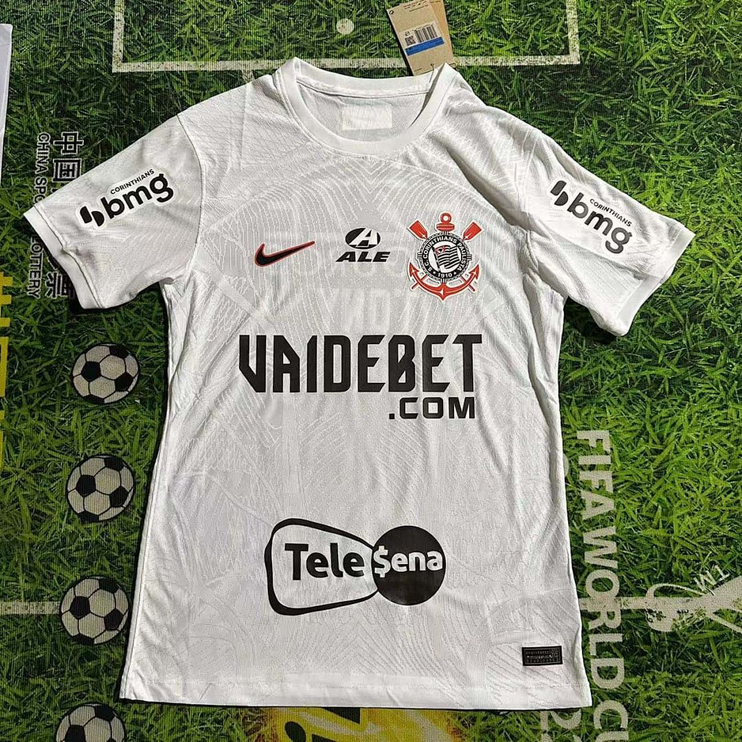 23-24 Corinthians Home Kit With All Sponsor White Shirt 3