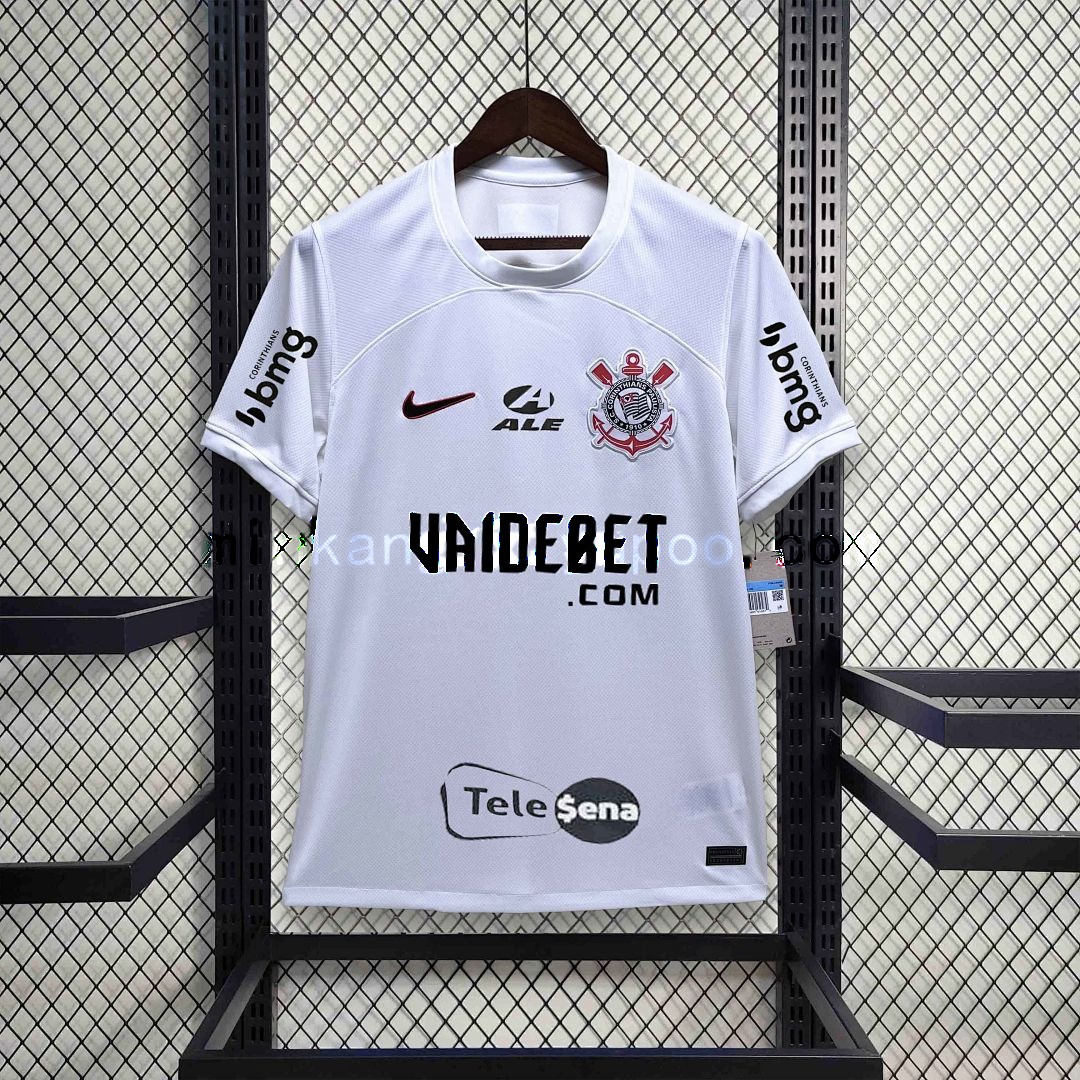 23-24 Corinthians Home Kit With All Sponsor White Shirt 5