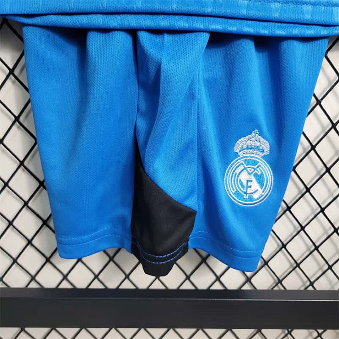 23-24 KIDS Real Madrid Blue Goalkeeper Size 16-28 Soccer Jersey 10