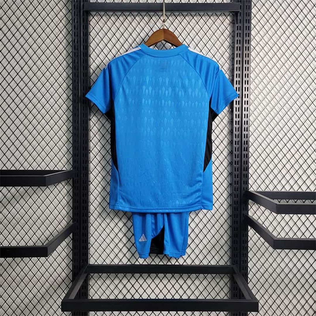 23-24 KIDS Real Madrid Blue Goalkeeper Size 16-28 Soccer Jersey 3