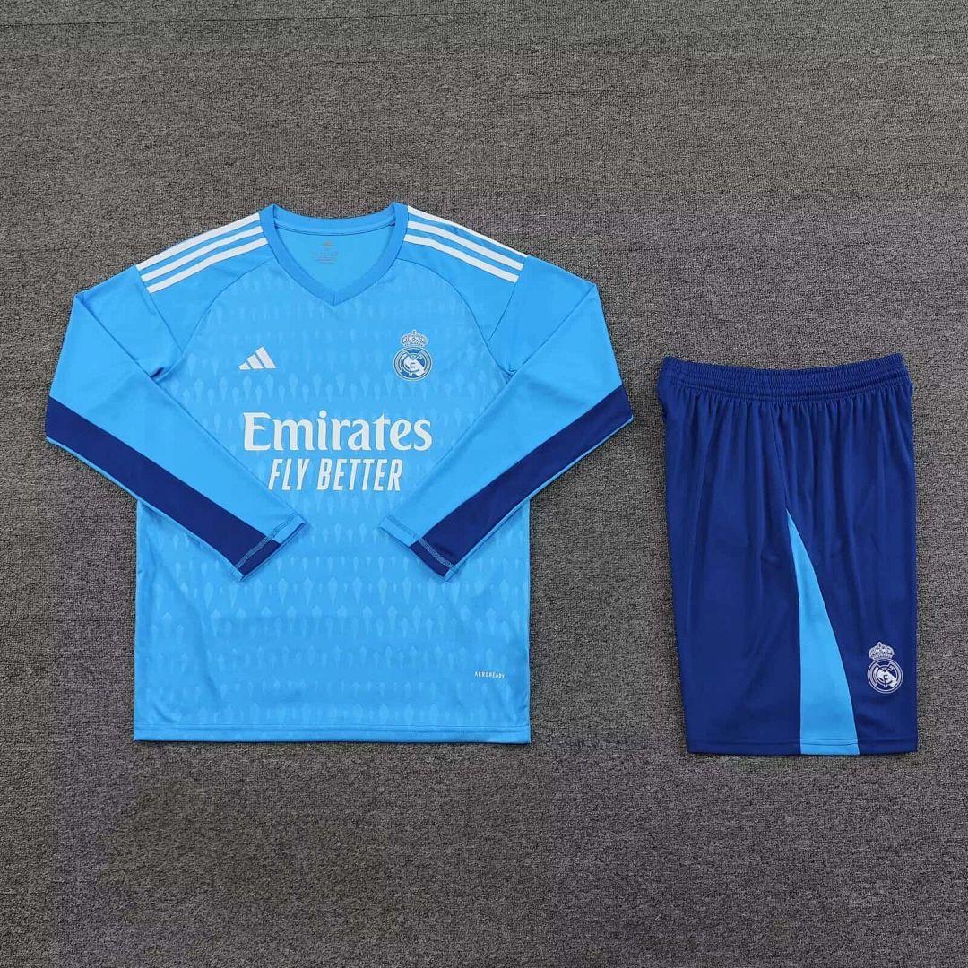 23-24 Real Madrid Goalkeeper Kits Long Sleeve Blue Suits 3