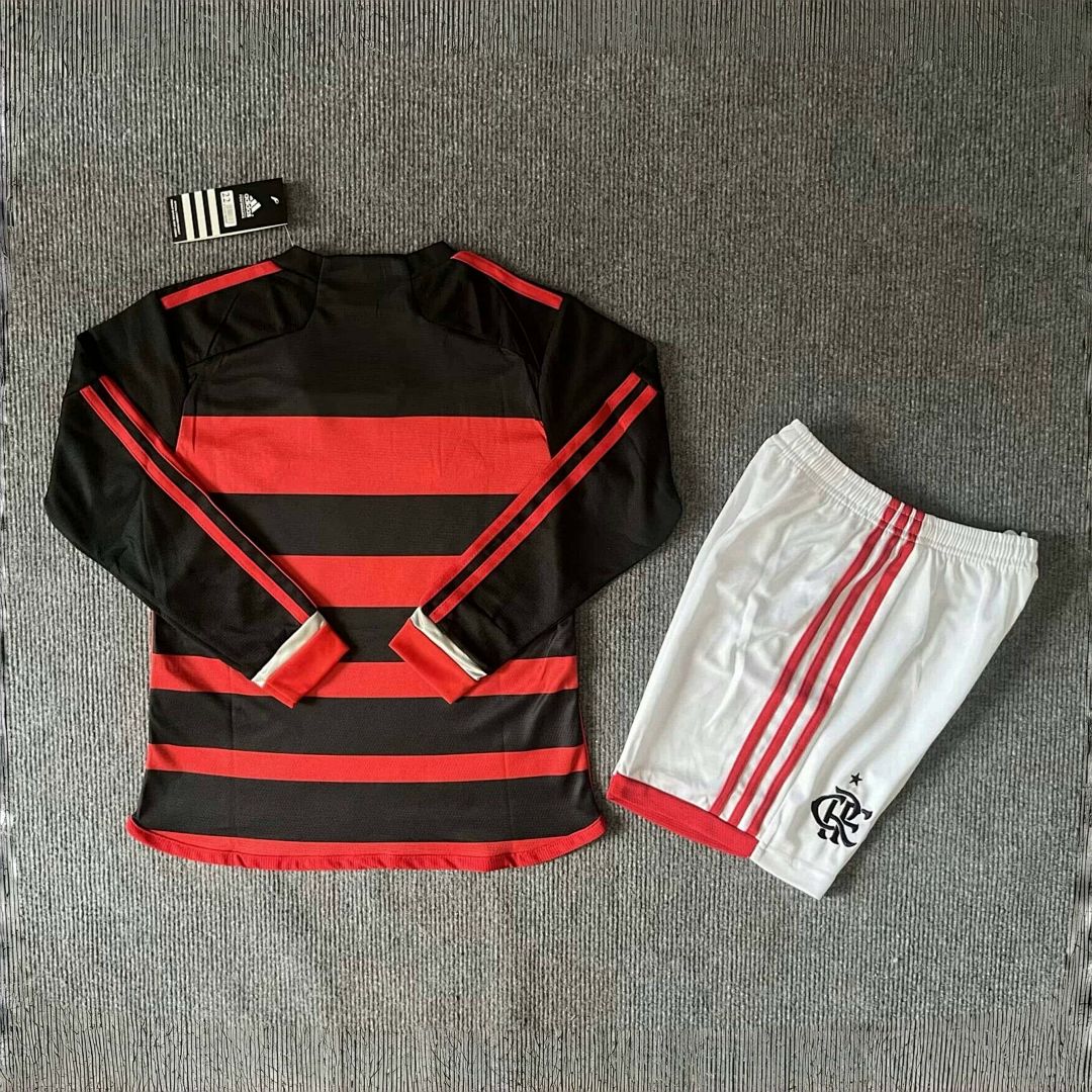 24-25 Flamengo Home Kid Kits Long Sleeve Youth Apparels 2