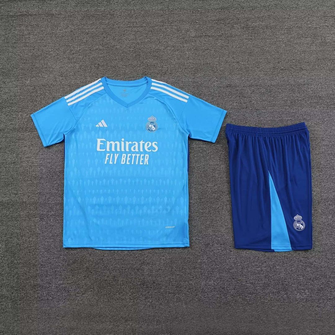 23-24 Real Madrid Goalkeeper Kits Short Sleeve Blue Suits 3