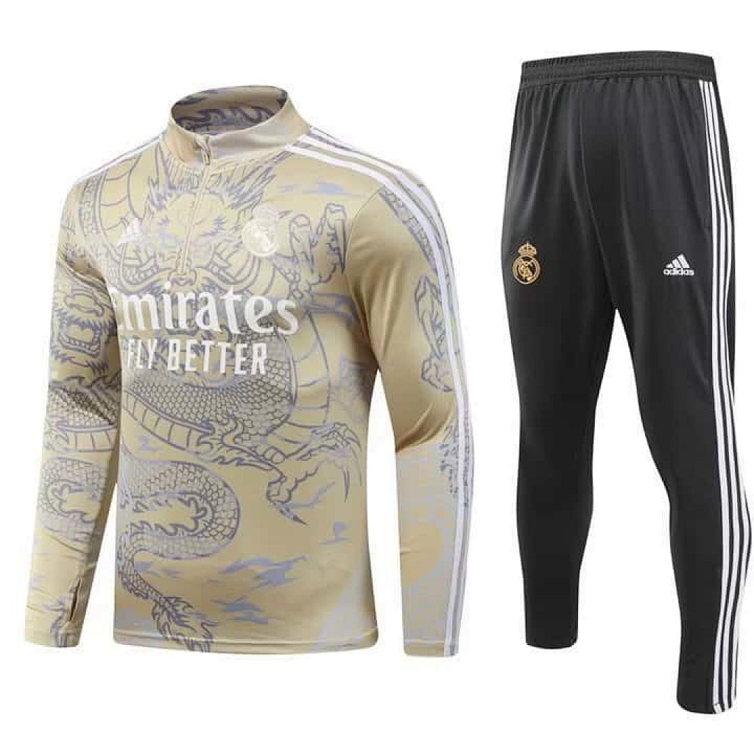 23-24 Real Madrid Long Sleeve Kits Yellow Dragon Special Training Suits