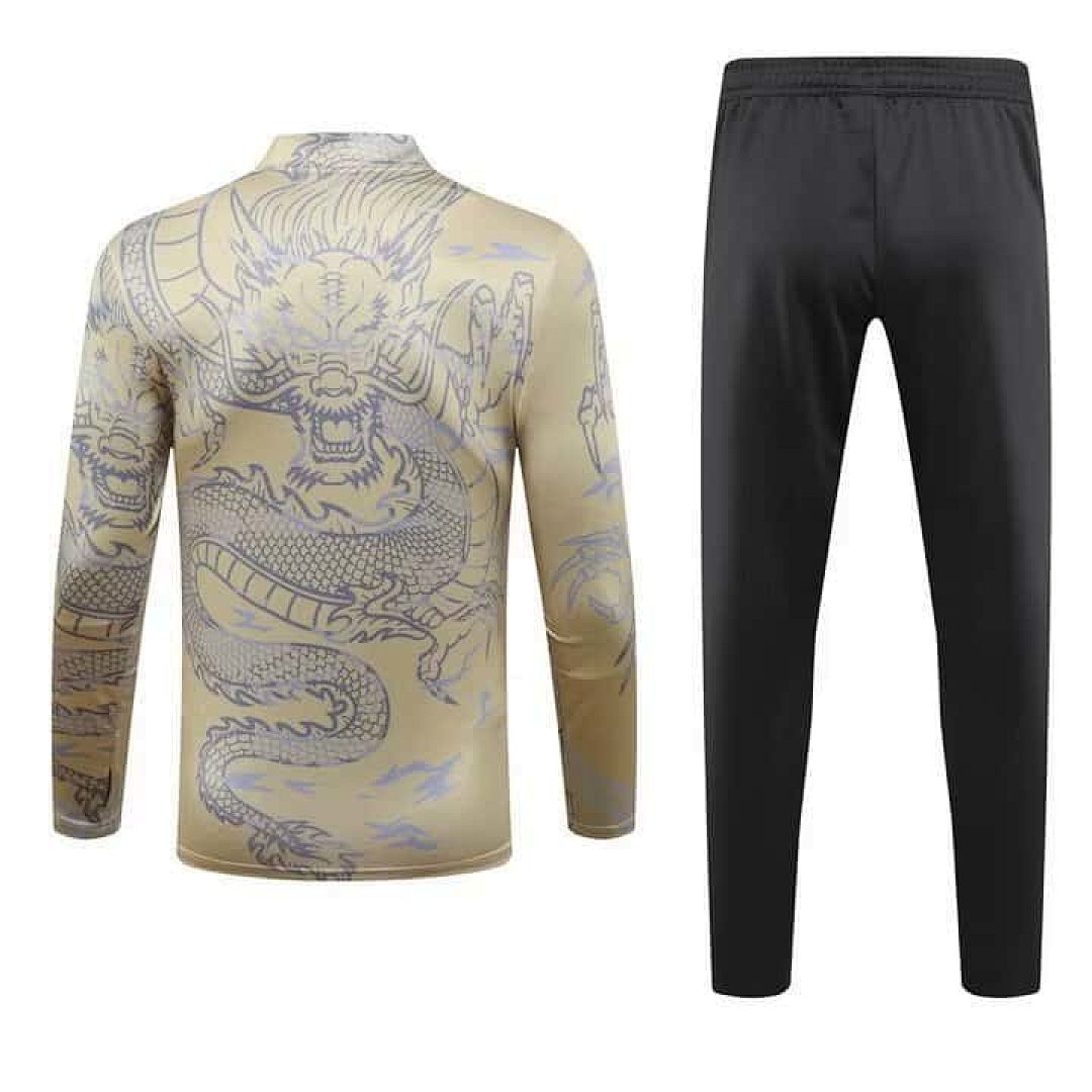 23-24 Real Madrid Long Sleeve Kits Yellow Dragon Special Training Suits 3