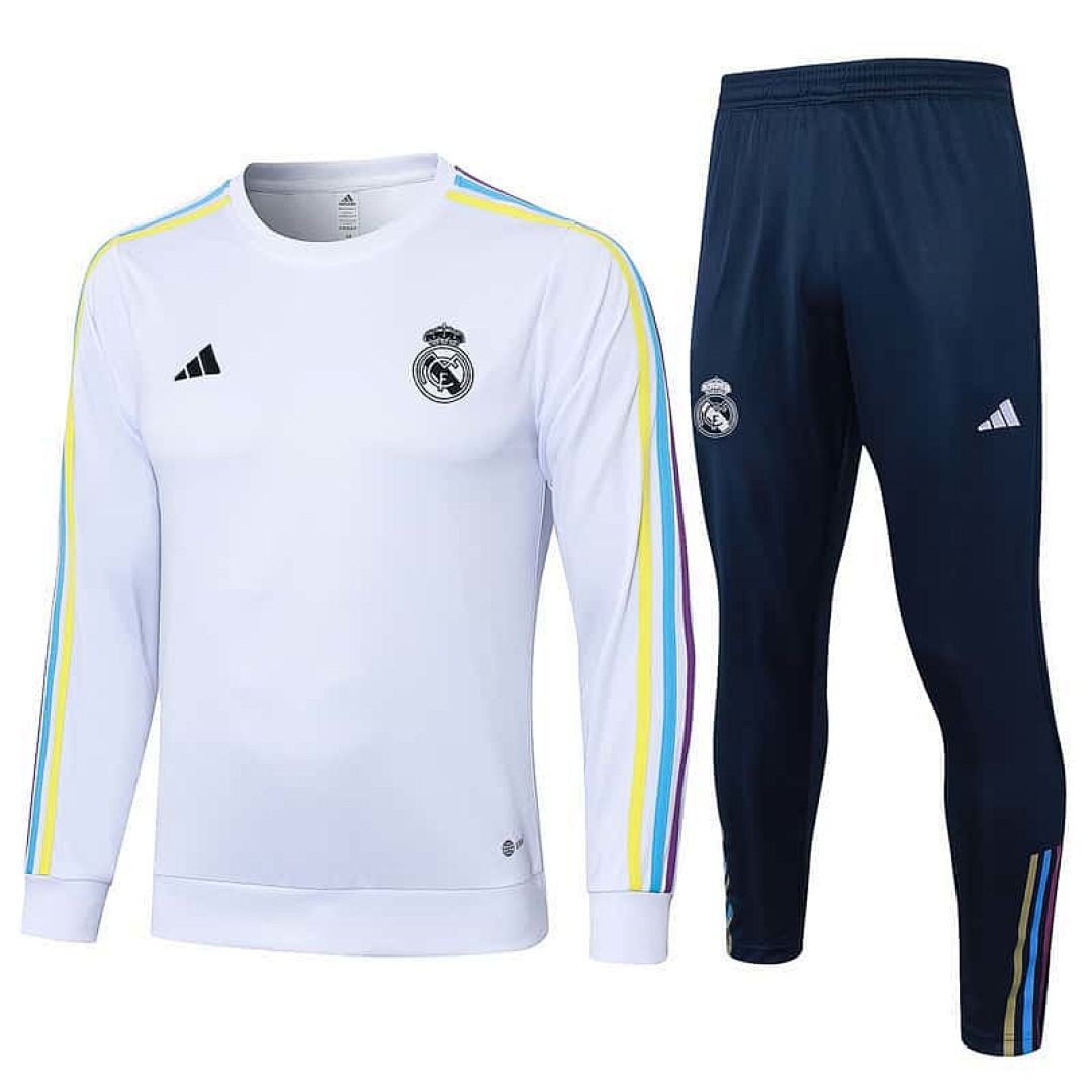 23-24 Real Madrid Long Sleeve Kits White Training Suits