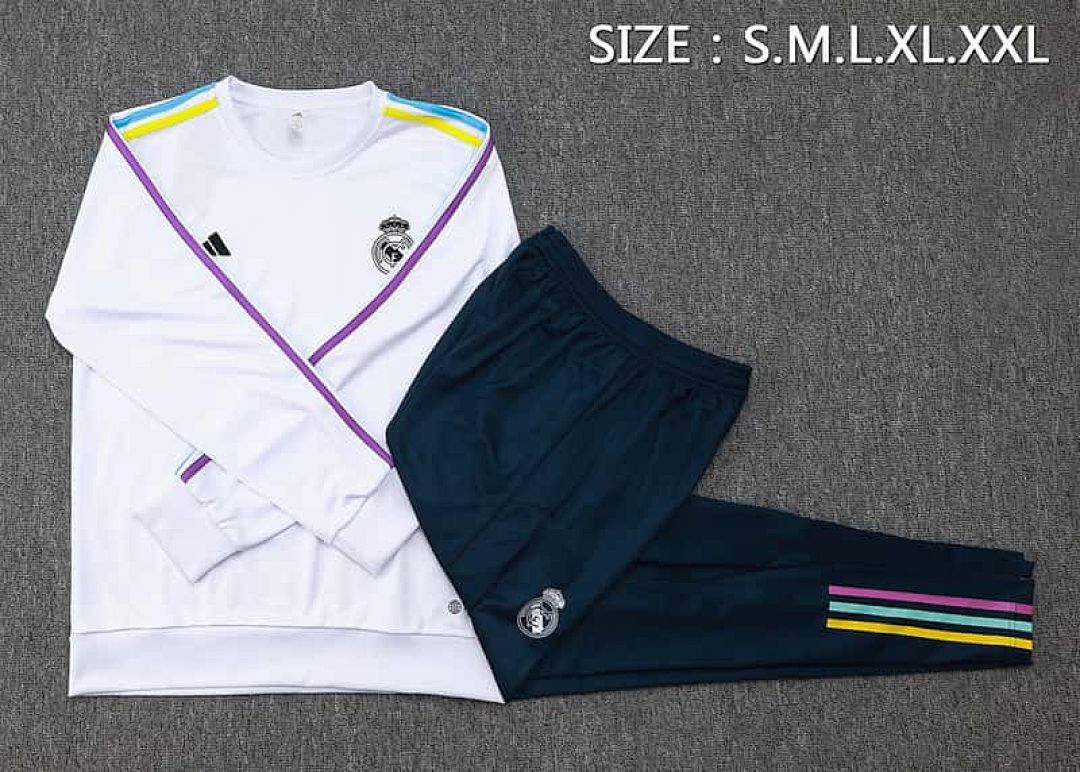 23-24 Real Madrid Long Sleeve Kits White Training Suits 2