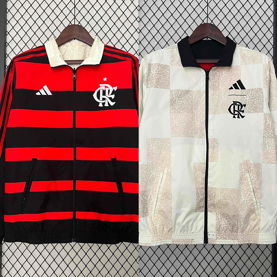 23-24 Flamengo Trench Coat Reversible Windbreaker Double-Sides Jacket