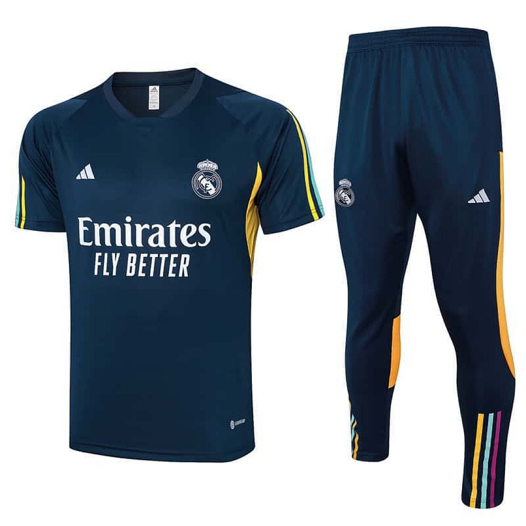 23-24 Real Madrid Short Sleeve Kits Navy Training Suits