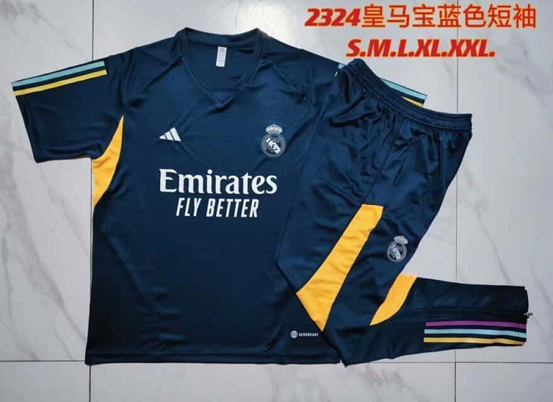 23-24 Real Madrid Short Sleeve Kits Navy Training Suits 3