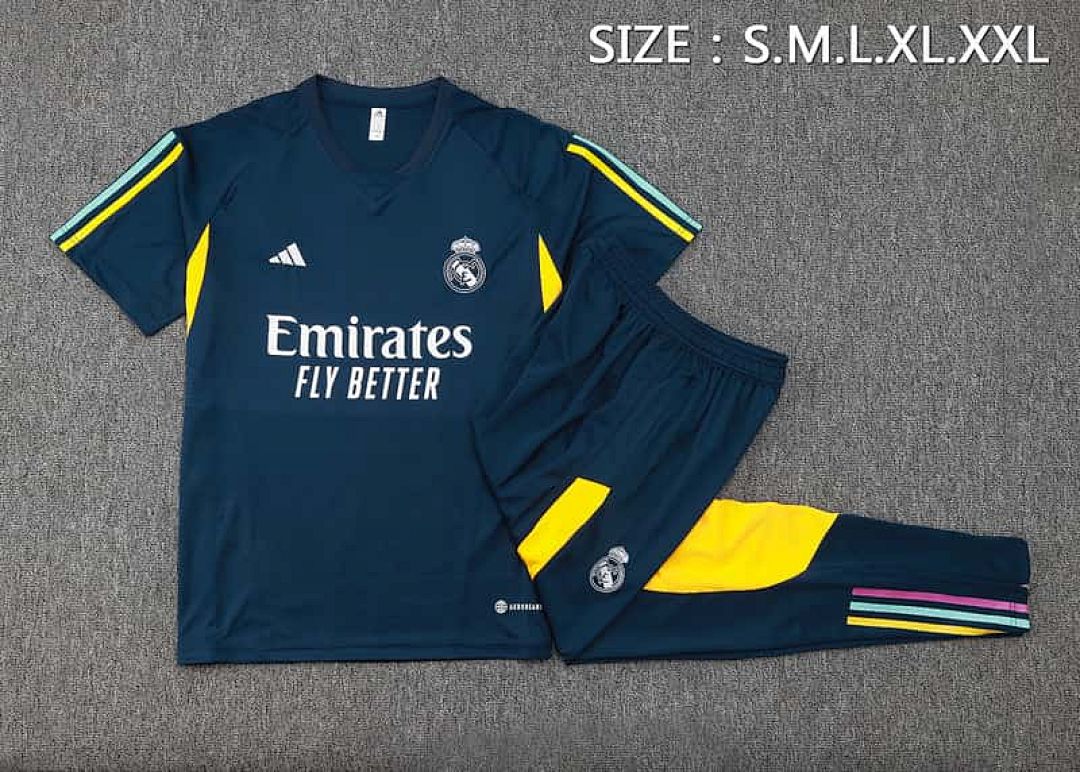 23-24 Real Madrid Short Sleeve Kits Navy Training Suits 4
