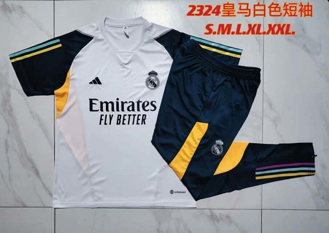 23-24 Real Madrid Short Sleeve Kits White Training Suits 3