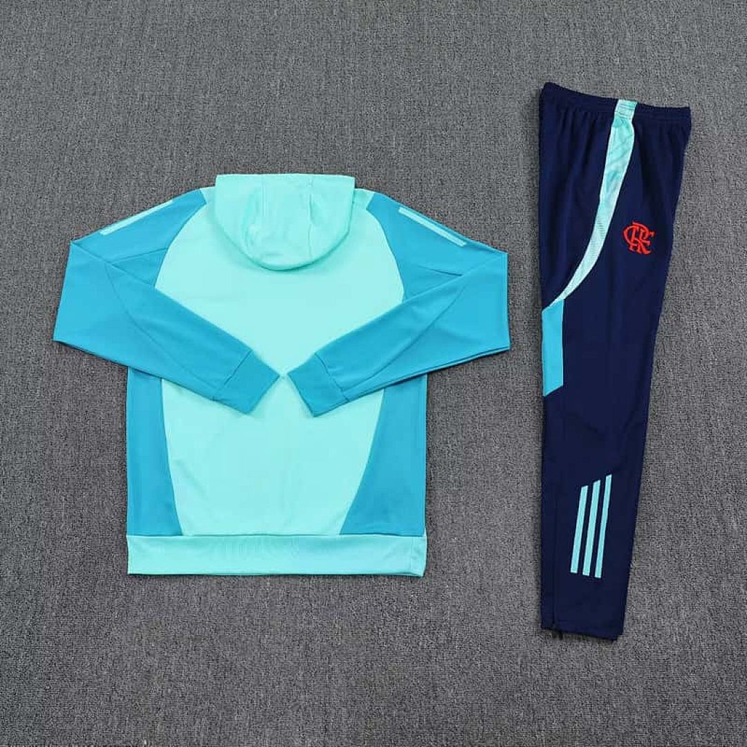 25-26 Flamengo Light Blue Football Training Kit Long Hoodie Tracksuits 3