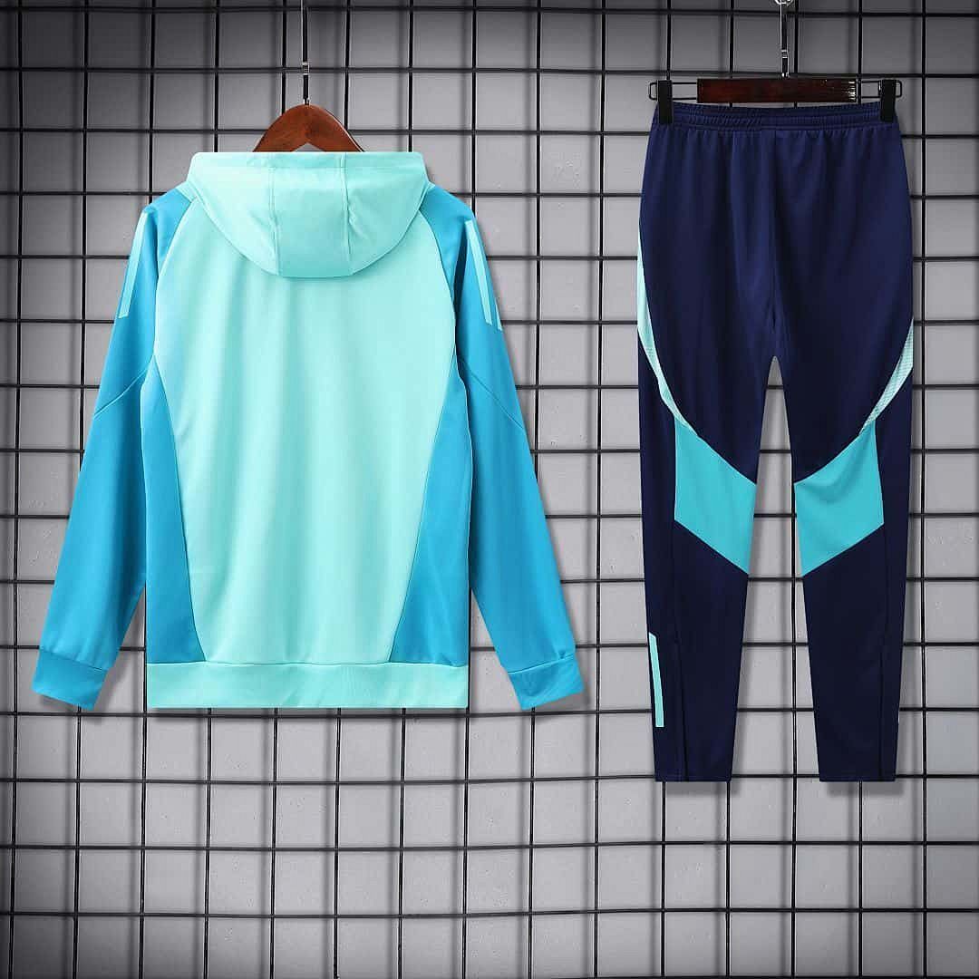 25-26 Flamengo Light Blue Football Training Kit Long Hoodie Tracksuits 5