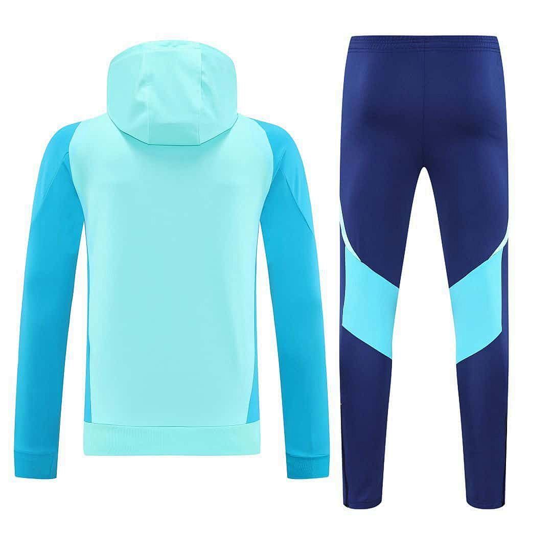 25-26 Flamengo Light Blue Football Training Kit Long Hoodie Tracksuits 6