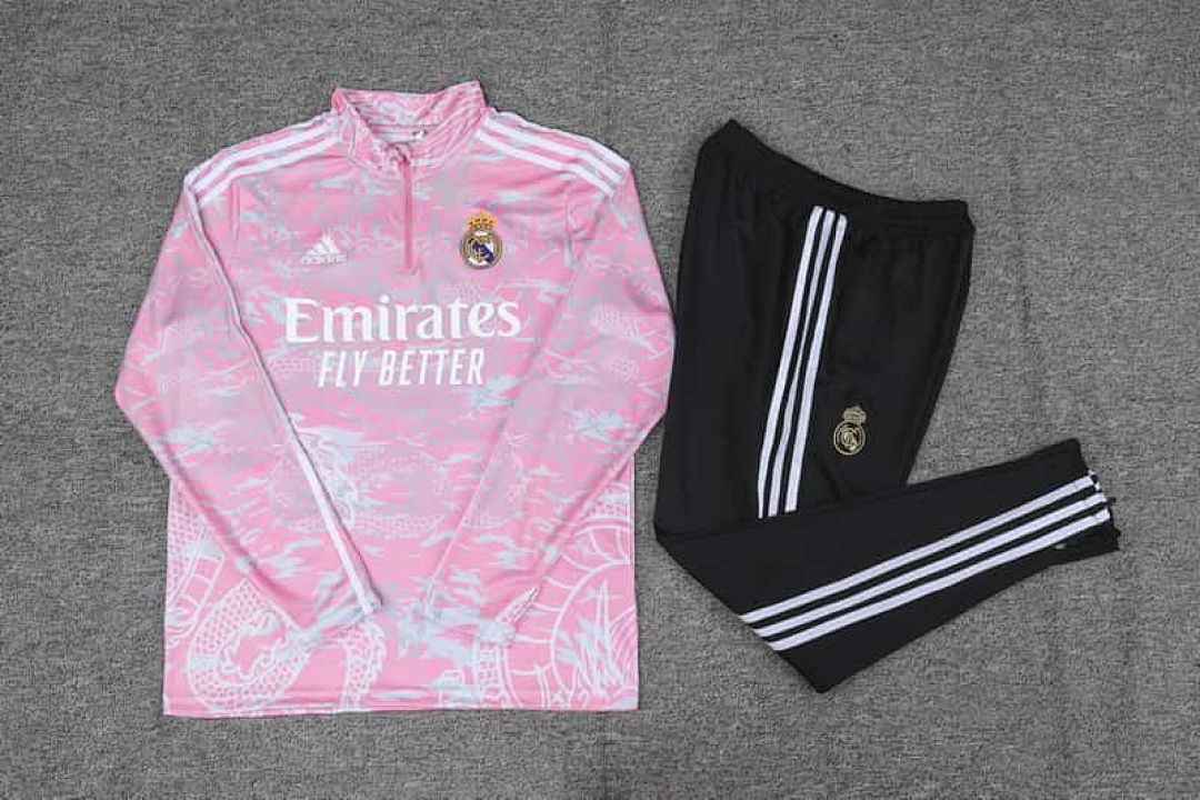 23-24 Real Madrid Long Sleeve Dragon Special Edition Pink Training Suits 3