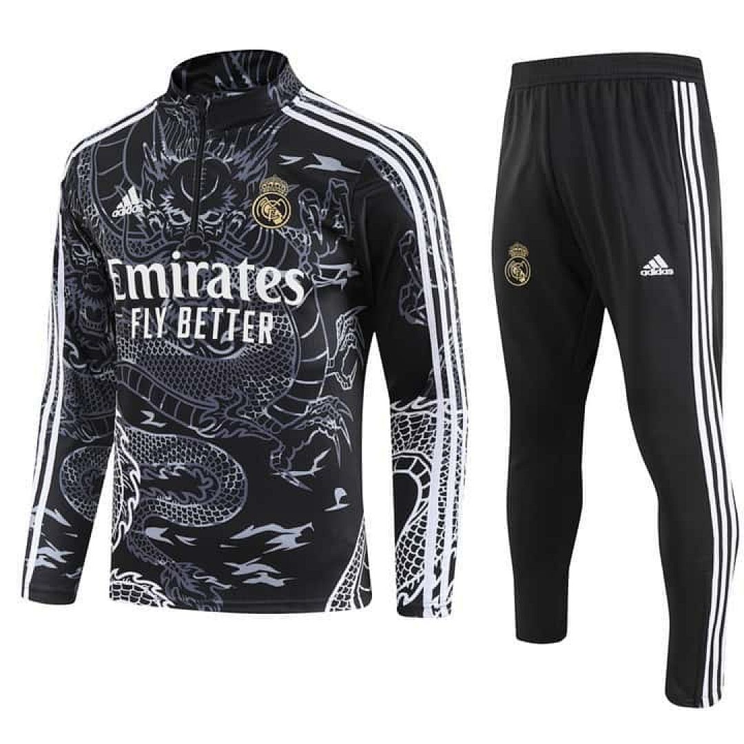 23-24 Real Madrid Long Sleeve Dragon Special Edition Black Training Suits