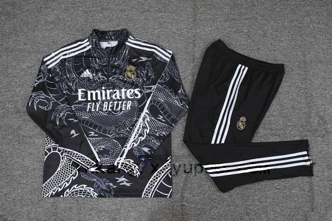 23-24 Real Madrid Long Sleeve Dragon Special Edition Black Training Suits 2
