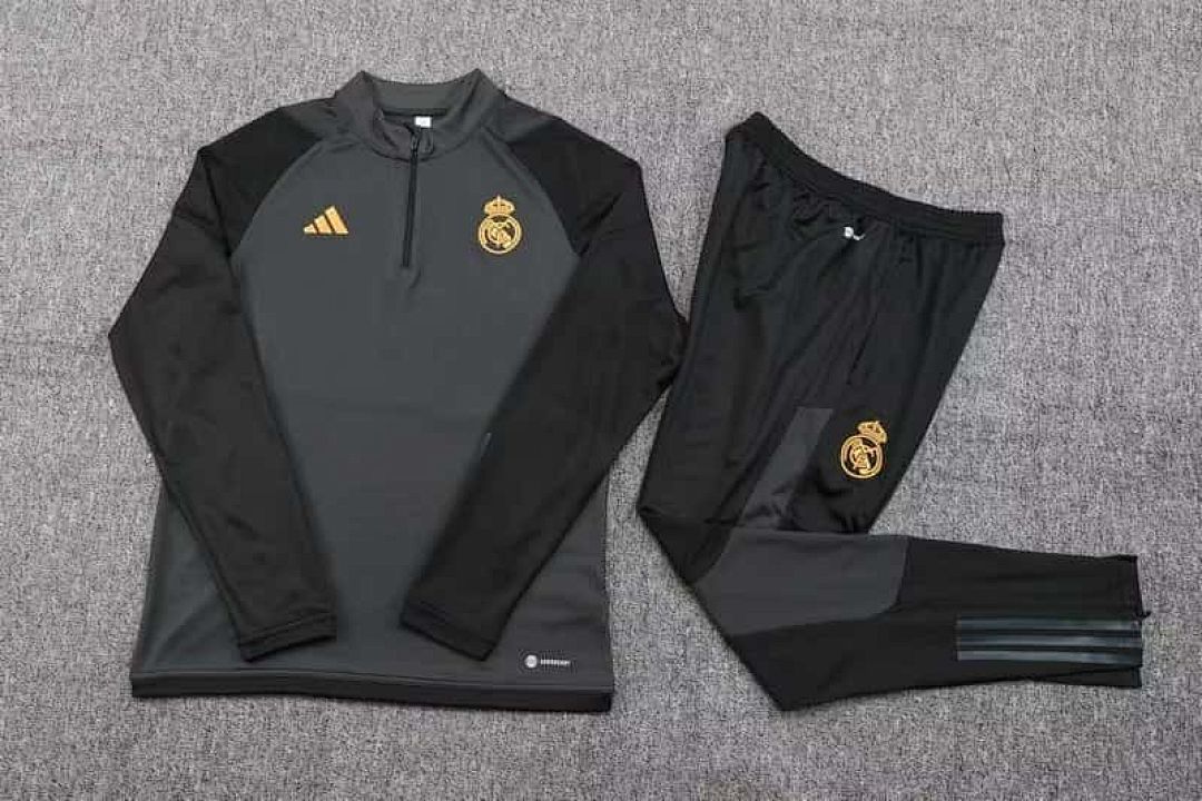23-24 Real Madrid Long Sleeve Kits Black Training Suit 2
