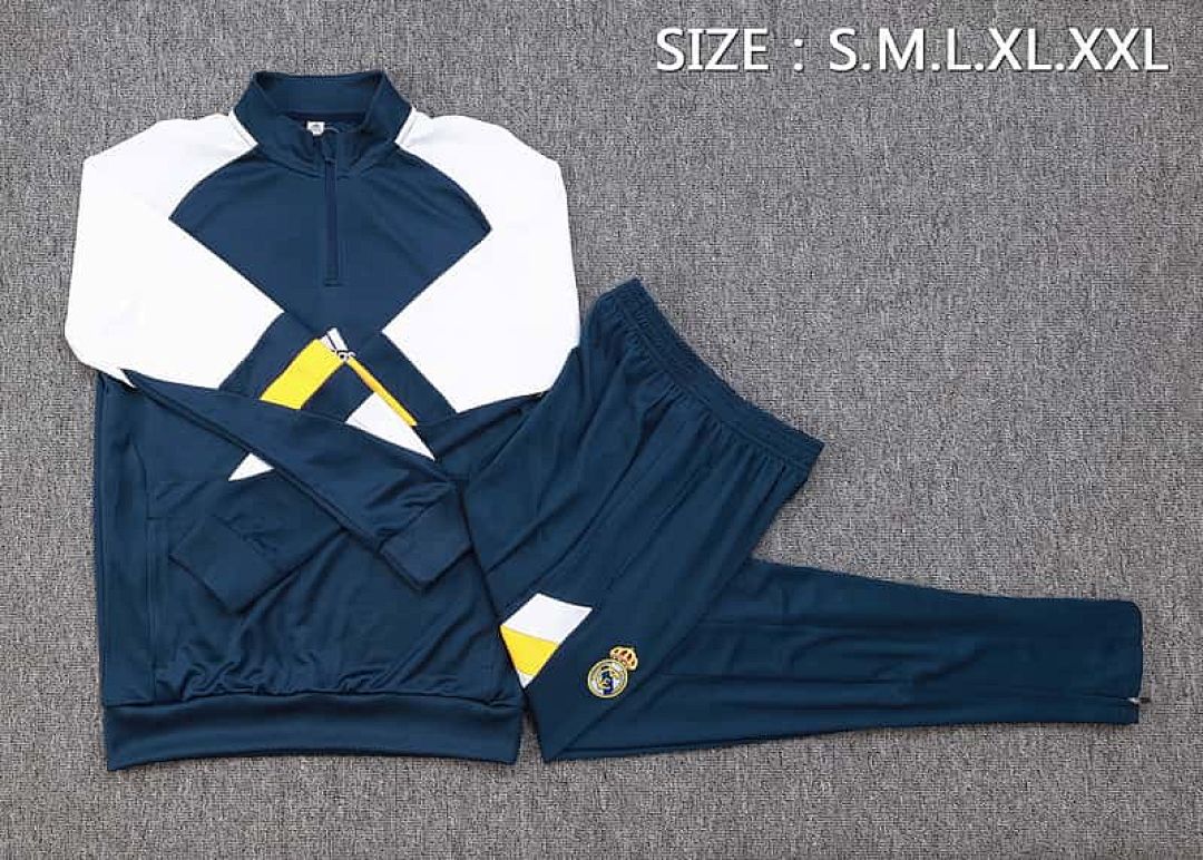 23-24 Real Madrid Long Sleeve Kits Navy Half-Pull Training Suits (6) 3