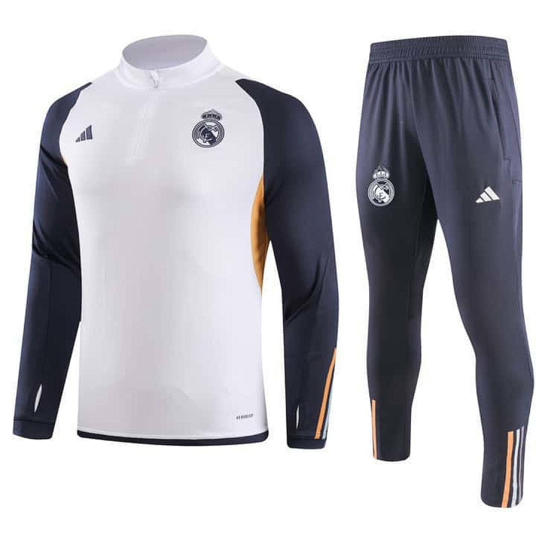 23-24 Real Madrid Long Sleeve Kits White Training Suits (9)