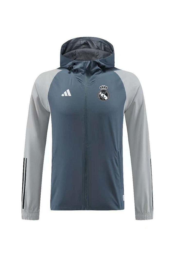23-24 Real Madrid Hoodies Windbreaker Grey Jackets
