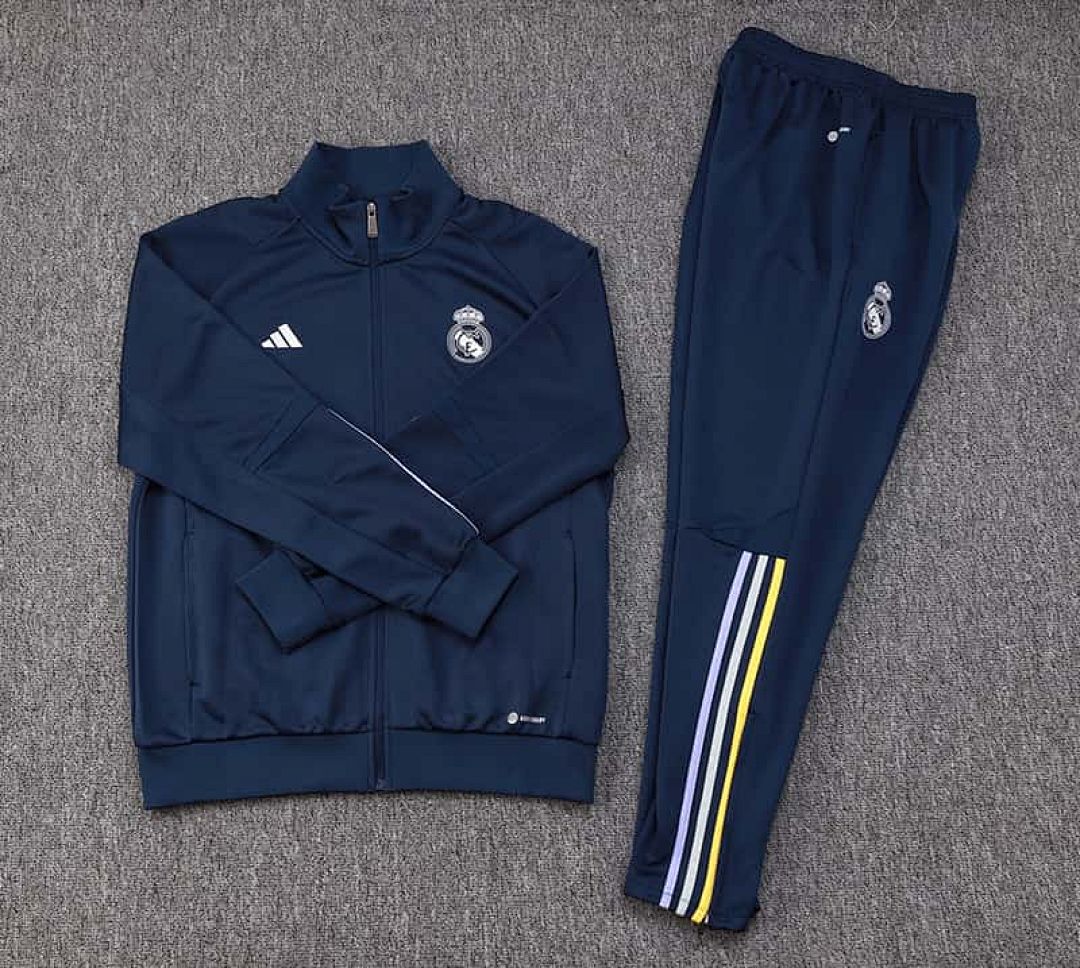 23-24 Real Madrid Training Suits Navy Long-Pull Jackets 2