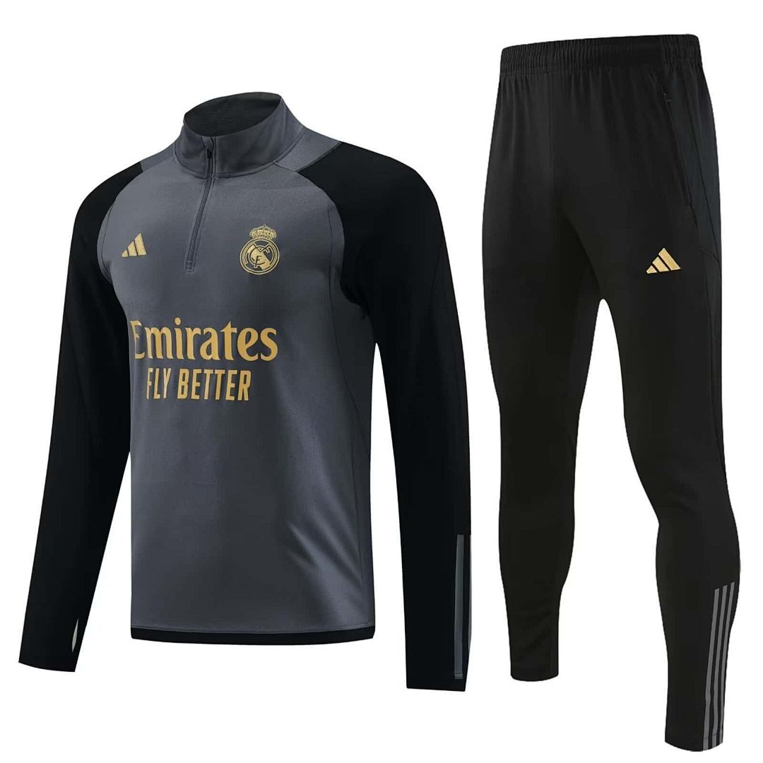 23-24 Real Madrid Long Sleeve Kits Grey Training Suits (5)