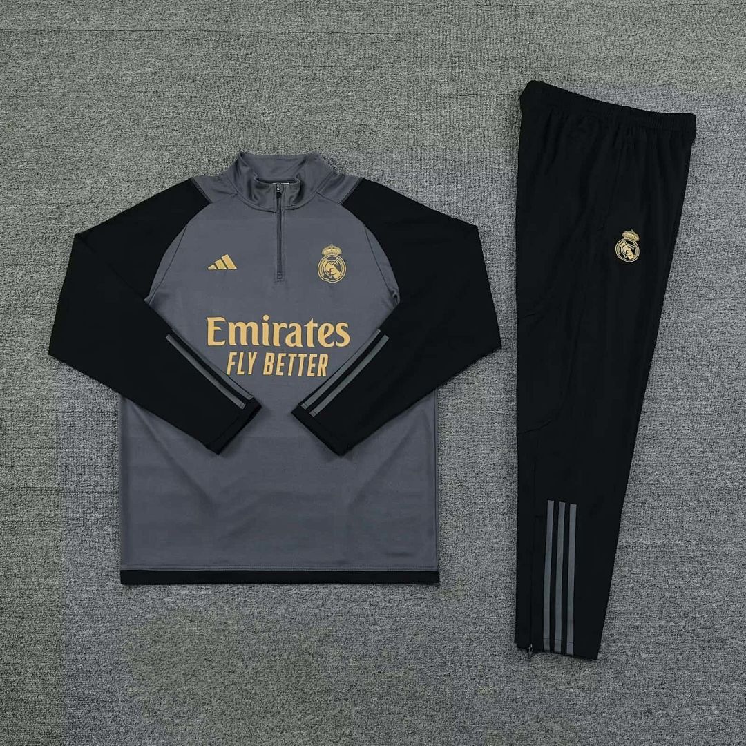 23-24 Real Madrid Long Sleeve Kits Grey Training Suits (5) 2