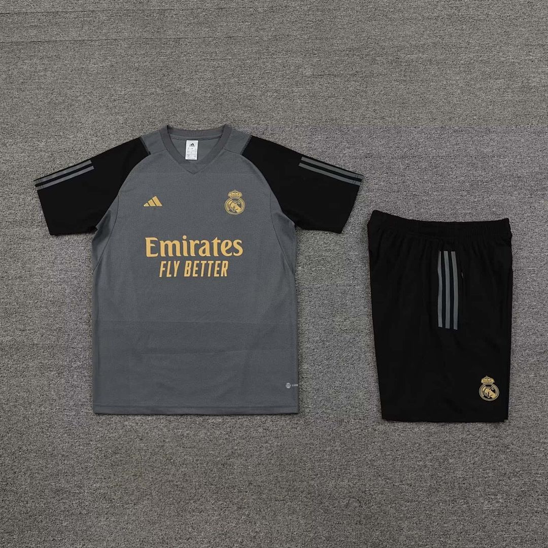 23-24 Real Madrid Traning Suits Grey Short Kits (3) 3