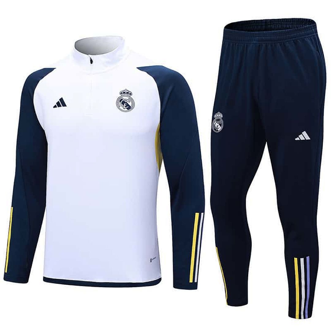 23-24 Real Madrid Long Sleeve White Half-Pull Training Suit