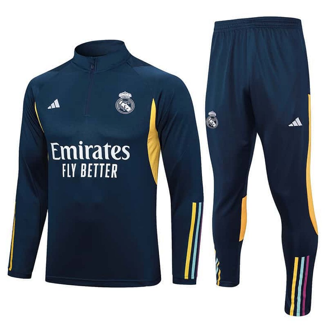 23-24 Real Madrid Long Sleeve Half-Pull Navy Training Suit