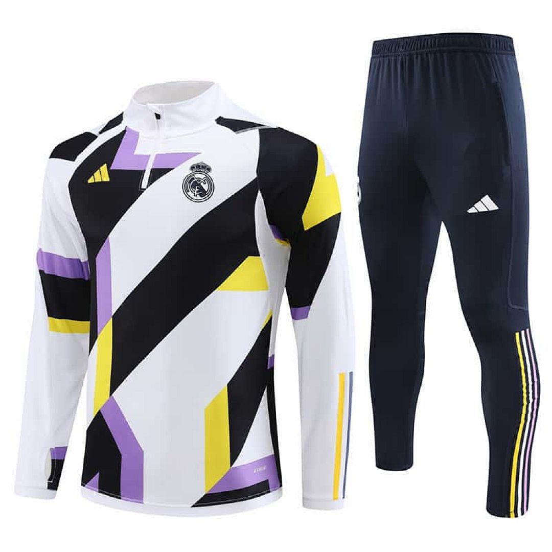 23-24 Real Madrid White&Black Long Sleeve Training Suit