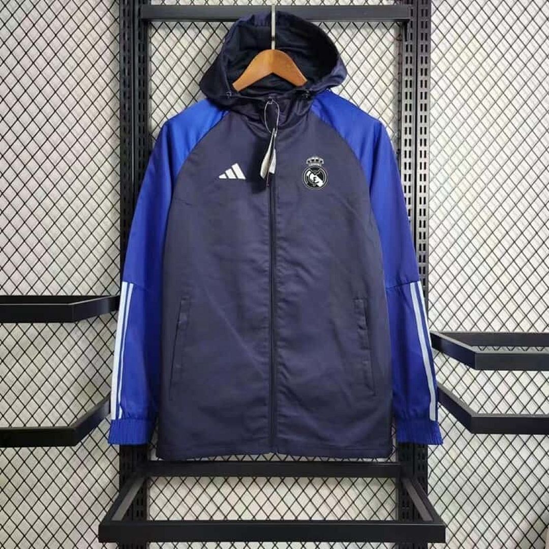 23-24 Real Madrid Windbreaker Navy Jackets Blue Sleeve