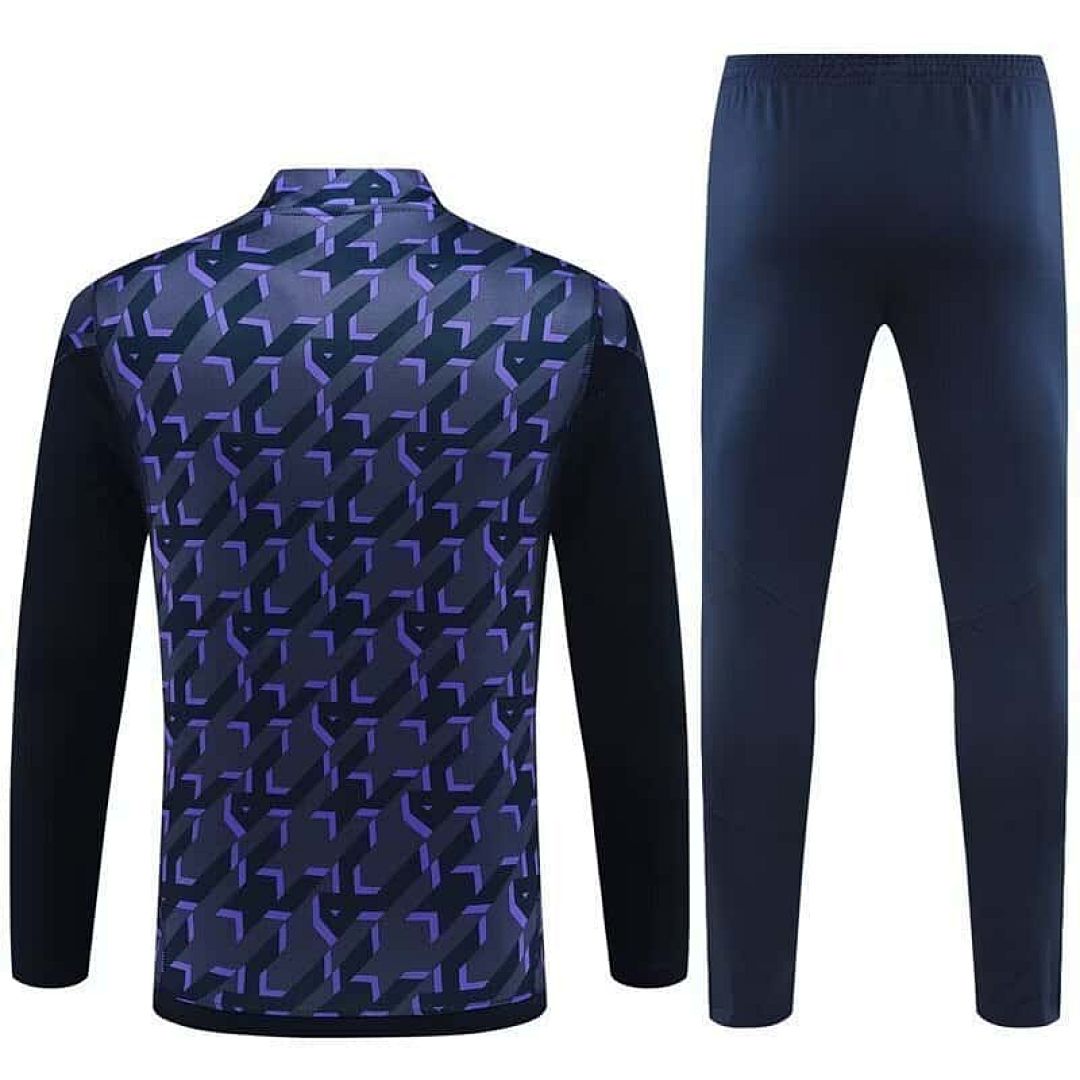 23-24 Real Madrid Adults And Kids Training Suits Navy Long Sleeve Tracksuits 3