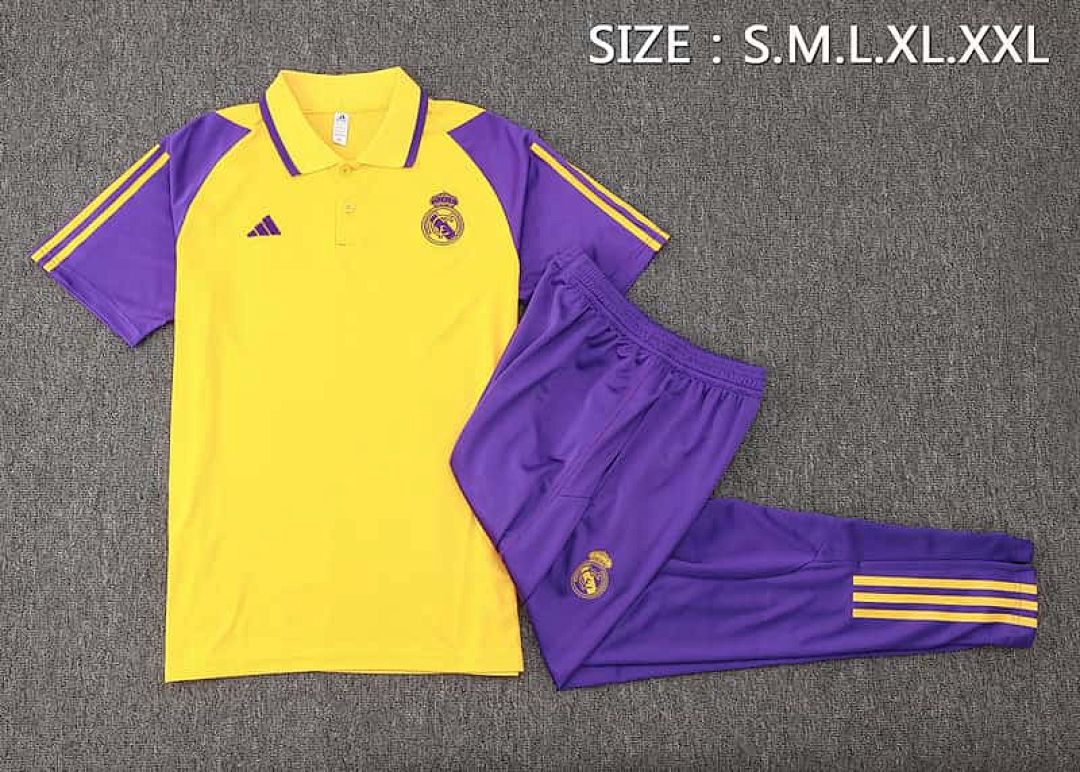 23-24 Real Madrid Yellow Polo Suits 2