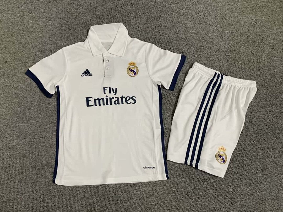 16-17 Real Madrid Home Retro Kid Kits Children Sets 11