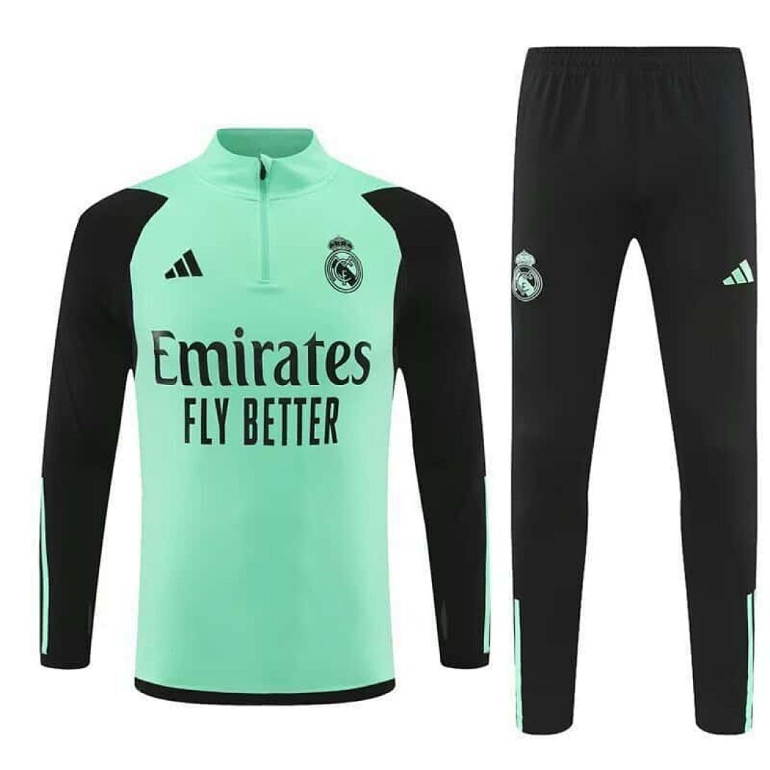 23-24 Real Madrid Long Sleeve Tracksuit Green Training Suits