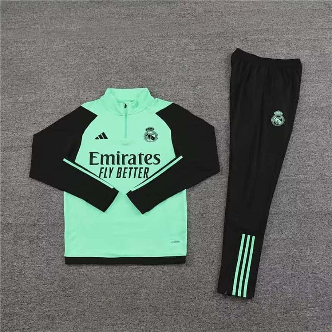 23-24 Real Madrid Long Sleeve Tracksuit Green Training Suits 4